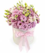 Pink lisianthus in the box