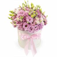 Pink lisianthus in the box